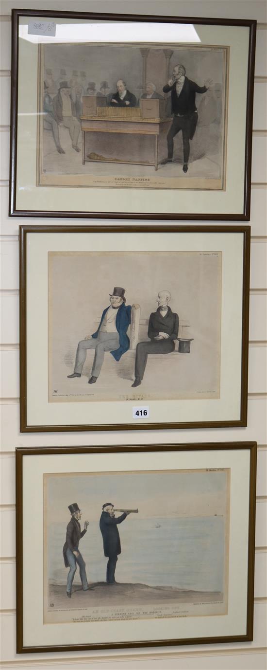 Thomas McLean, three lithographs, Political cariacatures 28 x 33cm